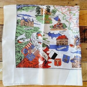 France map silky fabric acetate cream‎ color scarve with map
